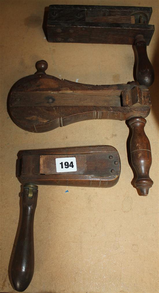 WWI rattle, a policemans rattle and a bird scarer